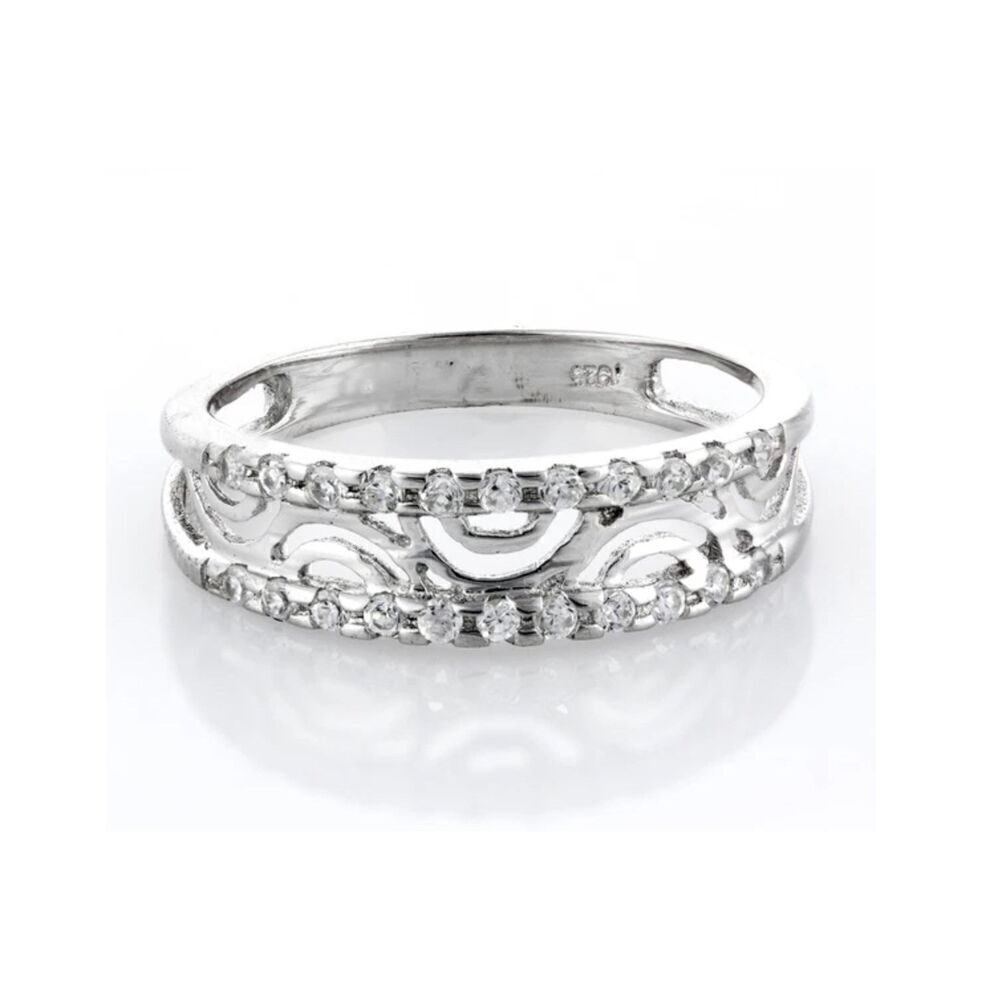 1Ct. Genuine Diamond Simulant Filigree Band Ring Sz 8